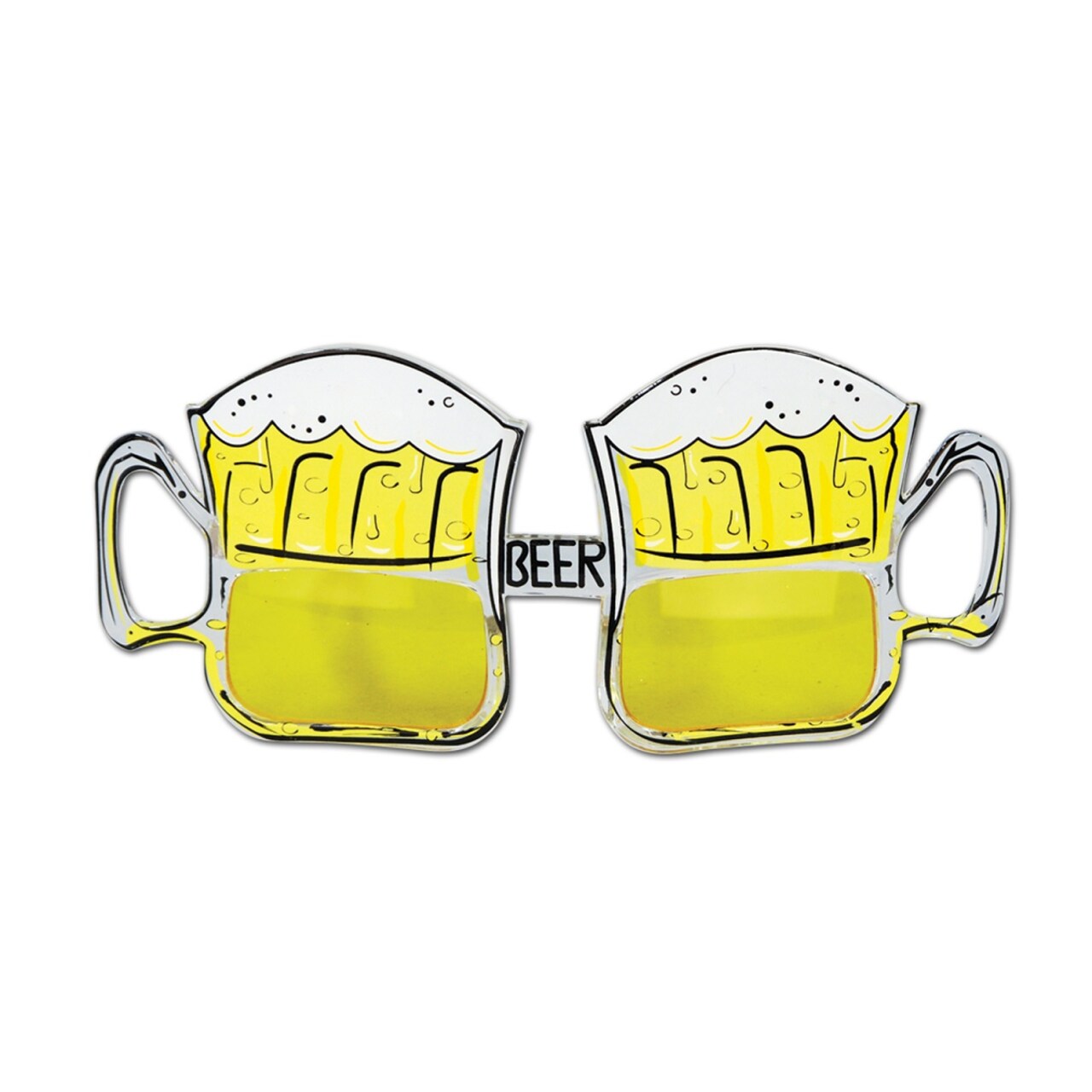 Party Central Pack of 6 Yellow and White Beer Mug Party Eyeglasses Costume Accessories - One Size